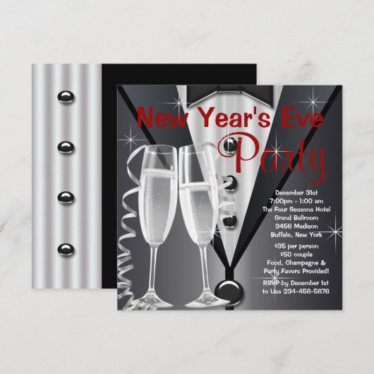 Elegant oudejaarsfeest kaart (Voorkant / Achterkant)