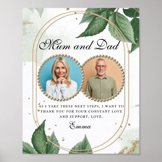Elegant ouders van de Bride Dank u Gift Idea Poster (Voorkant)