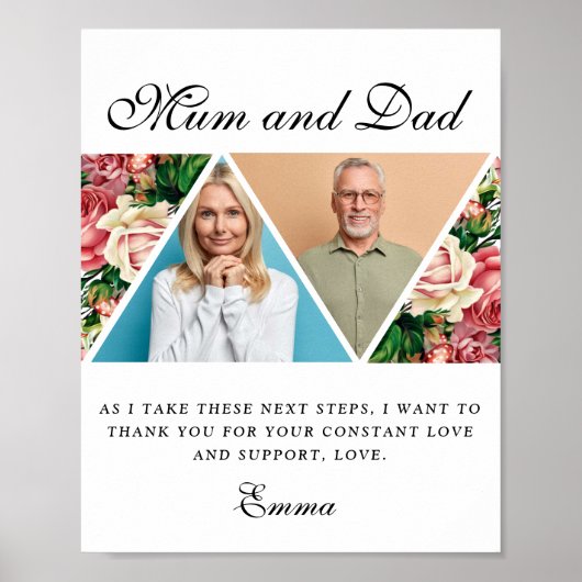 Elegant Ouders van de Bride Gift Dank u Gift P Poster (Voorkant)
