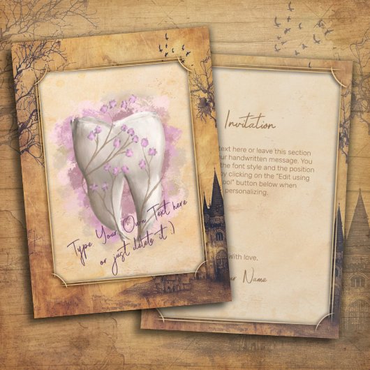 Elegant  ouderwets tandartscadeau kaart