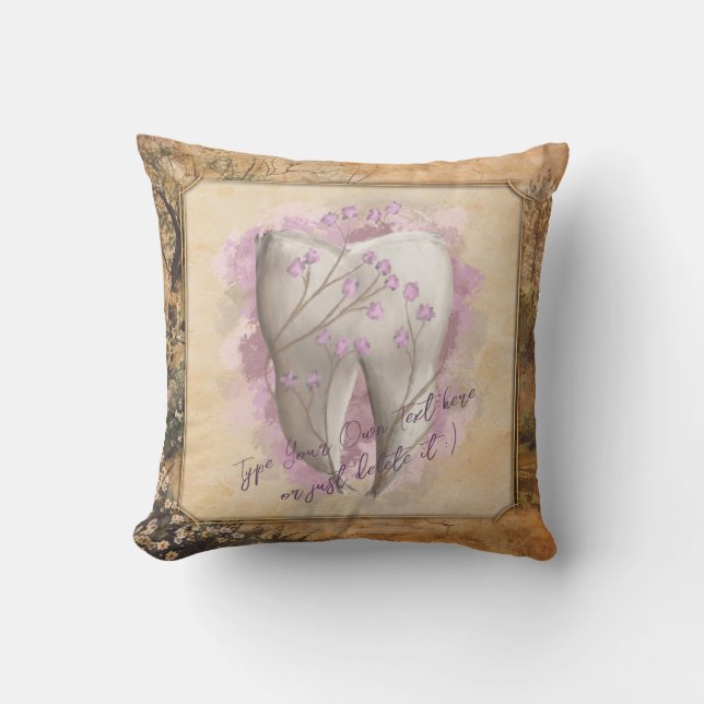 Elegant  ouderwets tandartscadeau kussen (Voorkant)