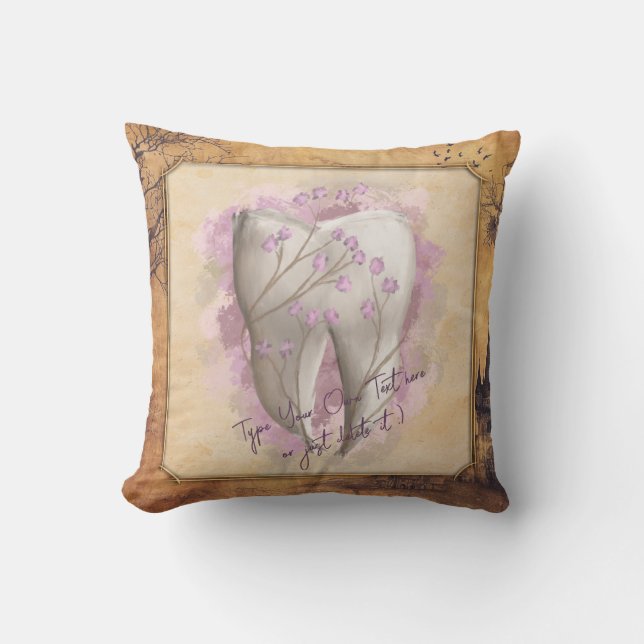 Elegant  ouderwets tandartscadeau kussen (Voorkant)