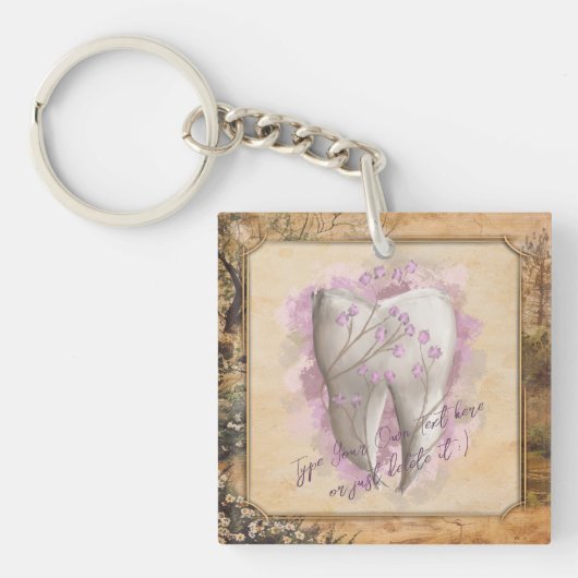 Elegant  ouderwets tandartscadeau sleutelhanger (Voorkant)