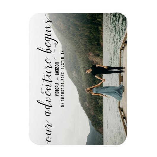 Elegant Our Adventure Save the Date Photo bruiloft Magneet (Verticaal)