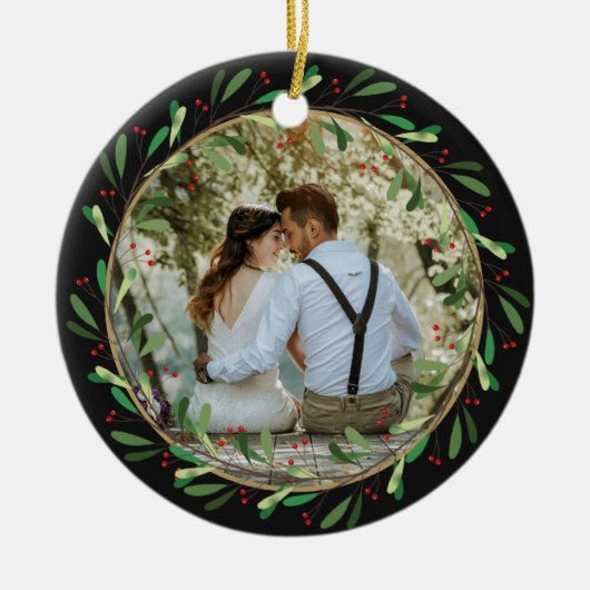 Elegant Our First Kerstman Mr en Mrs Photo Keramisch Ornament (Voorkant)