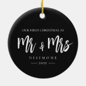 Elegant Our First Kerstman Mr en Mrs Photo Keramisch Ornament (Achterkant)