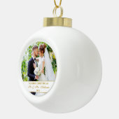 Elegant Our First KerstWhite Gold Photo Keramische Bal Ornament (Rechts)