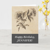 Elegant, ouwe Fashioned look Flowers Happy Birthda Kaart (Gele Bloem)