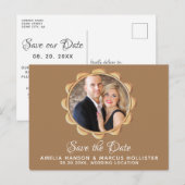 Elegant ovaal Lijst Sla de Datum foto op Aankondigingskaart (Voorkant / Achterkant)