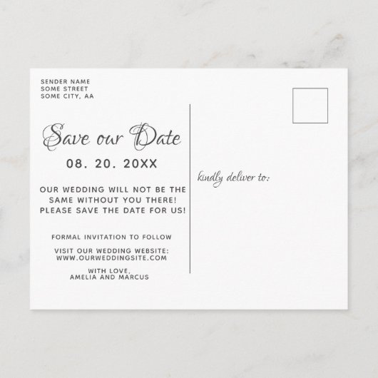 Elegant ovaal Lijst Sla de Datum foto op Aankondigingskaart (Achterkant)