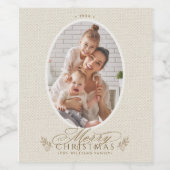 Elegant Ovaal Lijst Vrolijke Kerstfoto Wijn Etiket (Enkel label)