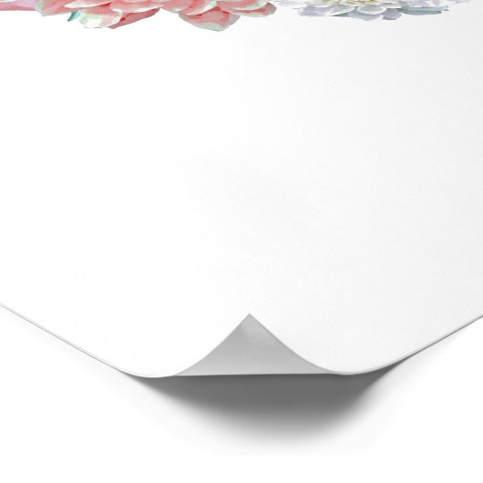 Elegant Oval Border Pink Floral Wedding Poster (Hoek)