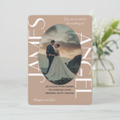 Elegant ovale vorm Bride & Groom Custom Weddenscha Kaart (Staand voorkant)