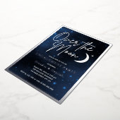 Elegant over Moon Engagement Party Real Silver Folie Uitnodiging (Gedraaid)