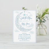 Elegant Over the Moon Baby shower Invitation Kaart (Staand voorkant)