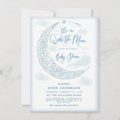 Elegant Over the Moon Baby shower Invitation Kaart (Voorkant)