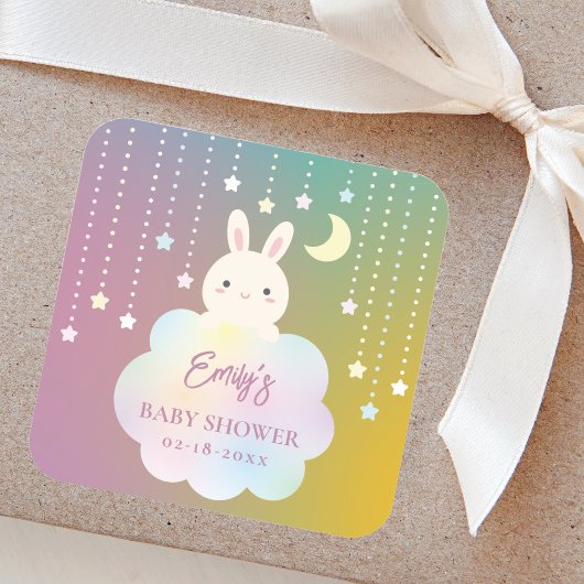 Elegant Over the Moon en Sterren Meisje Baby showe Vierkante Sticker