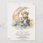 Elegant Over the Moon Teddy Bear Baby shower Kaart (Voorkant)