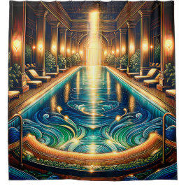 "Elegant overdekt zwembad met klassieke zuilen" Douchegordijn