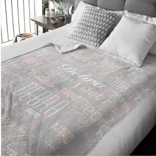 Elegant overlapte naam, alles-over-print fleece deken