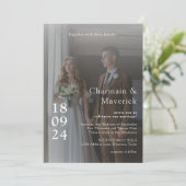 Elegant Overlay 2 Foto met QR Code Huwelijk Kaart (Staand voorkant)