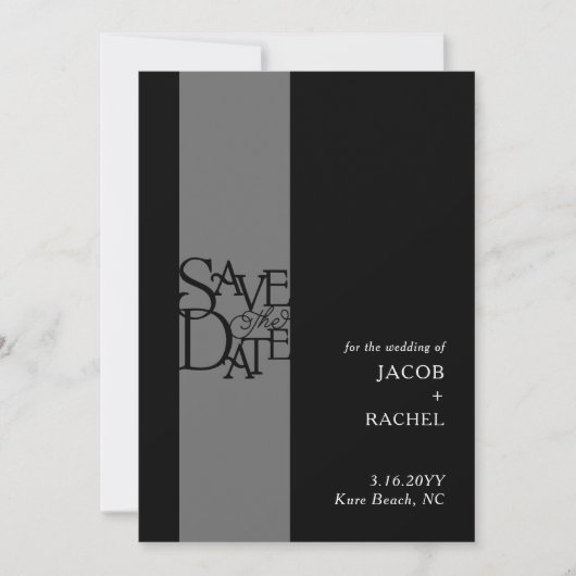 Elegant Overlay Black White Wedding Save the Date (Voorkant)