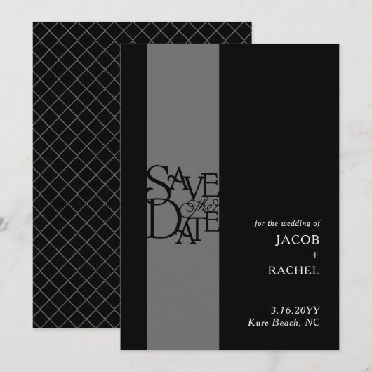 Elegant Overlay Black White Wedding Save the Date (Voorkant / Achterkant)
