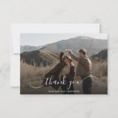 Elegant Overlay Calligraphy Wedding Photo Bedankkaart (Voorkant)