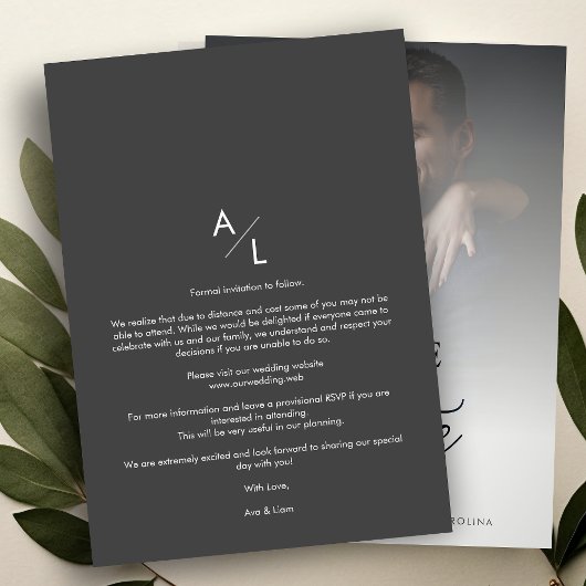 Elegant Overlay Gradient Grey Shades Photo Wedding Save The Date
