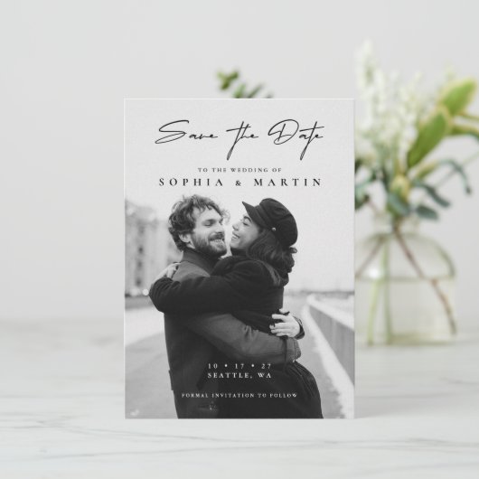 Elegant Overlay Hand Lettered Script Weddenfoto (Staand voorkant)