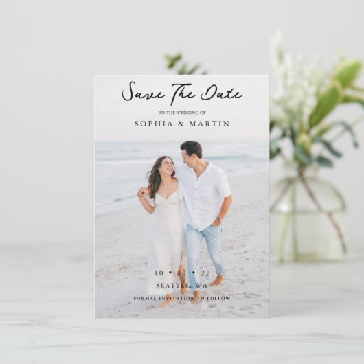 Elegant Overlay Hand Lettered Script Weddenfoto (Staand voorkant)