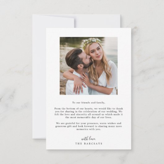 Elegant Overlay Hand Lettered Script Weddenfoto Bedankkaart (Achterkant)