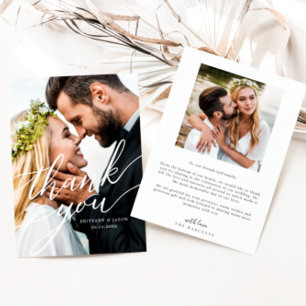 Elegant Overlay Hand Lettered Script Weddenfoto Bedankkaart