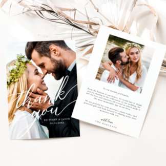 Elegant Overlay Hand Lettered Script Weddenfoto Bedankkaart