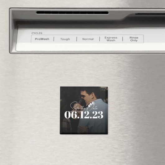 Elegant Overlay White Orchid Wedding Save the Date Magneet (Insitu (Vaatwasser))