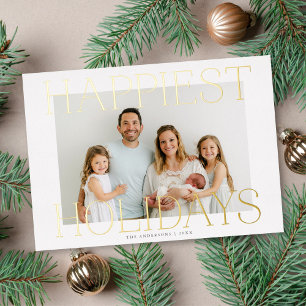 Elegant Oversize Type Foto Lijst Gold Folie Feestdagenkaart