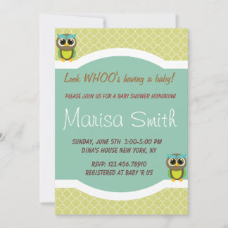 Elegant Owl Baby shower Invitation Kaart