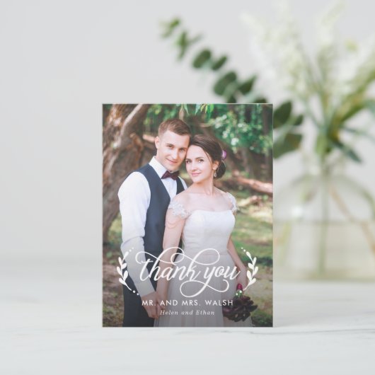 Elegant paar bruiloft Dank u Briefkaart (Staand voorkant)