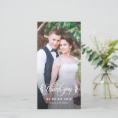 Elegant paar bruiloft Dank u fotokaarten Bedankkaart (Staand voorkant)