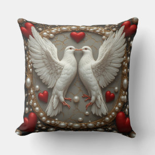 Elegant paar duiven die liefde en eenheid symbolis kussen