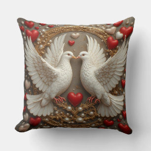 Elegant paar duiven die liefde en eenheid symbolis kussen