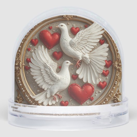 Elegant paar duiven symboliseren liefde en eenheid sneeuwbol (Achterkant)