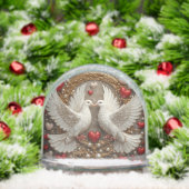 Elegant paar duiven symboliseren liefde en eenheid sneeuwbol (Kerstmis)