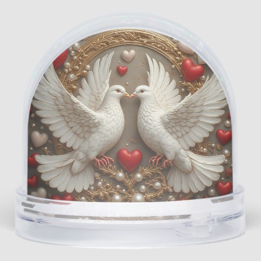 Elegant paar duiven symboliseren liefde en eenheid sneeuwbol (Achterkant)