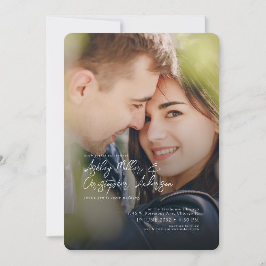 Elegant paar foto bruiloft kaart (Voorkant)