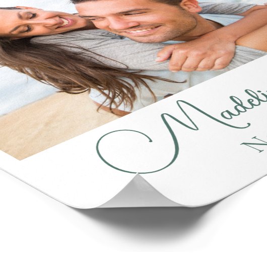 Elegant paar foto groen blad botanische bruiloft poster (Hoek)