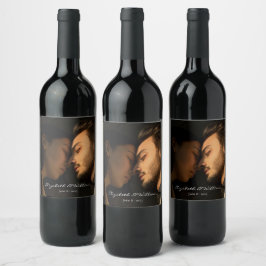 Elegant paar foto Jubileum bruiloft Wijn Etiket