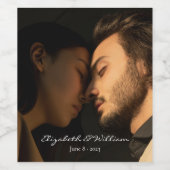 Elegant paar foto Jubileum bruiloft Wijn Etiket (Enkel label)