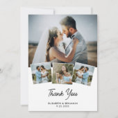 Elegant paar gepersonaliseerde fotocollage bruilof bedankkaart (Voorkant)