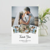 Elegant paar gepersonaliseerde fotocollage bruilof bedankkaart (Staand voorkant)